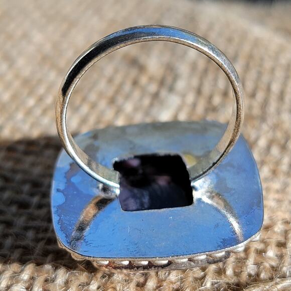 Handcrafted Sterling Silver Charoite Ring, Size 8 Natural Purple Stone - Picture 6 of 11